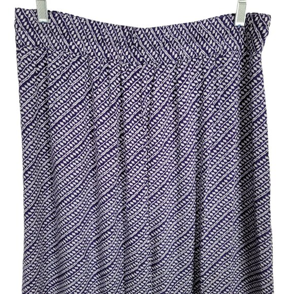 Ann Taylor Loft Petites 12P Skirt Maxi Button Front Drawstring Geometric Purple - Picture 5 of 11